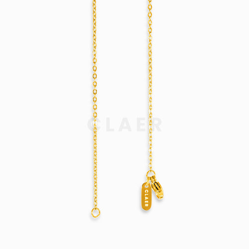 Unsere goldene Gliederkette mit Verschluss und Logo-Tag von CLAER