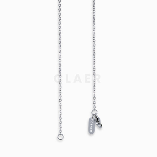 Verschluss unserer silbernen Gliederkette mit Logo-Tag von CLAER.