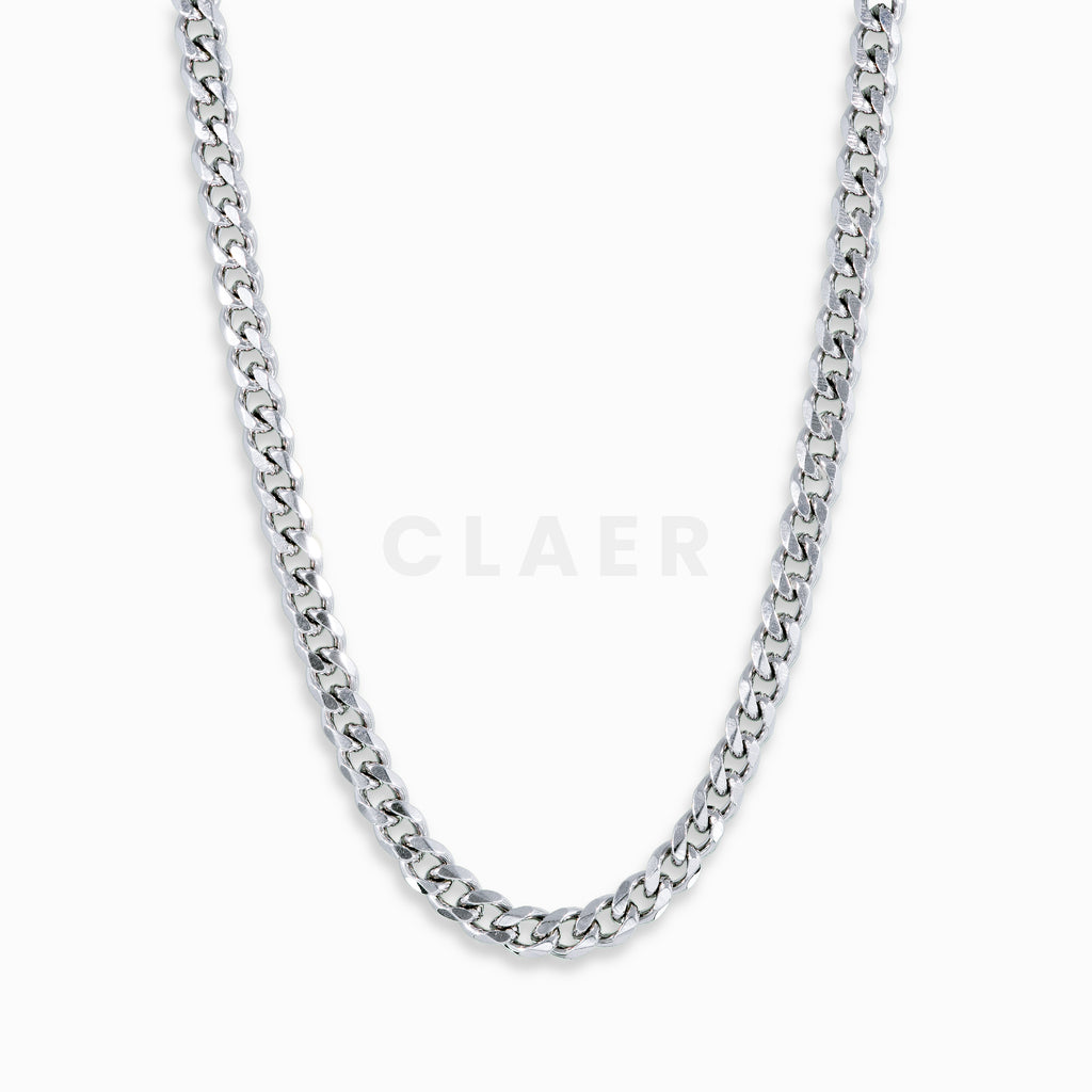 Silberne 5mm Cuban Chain mit klassischen Gliedern.