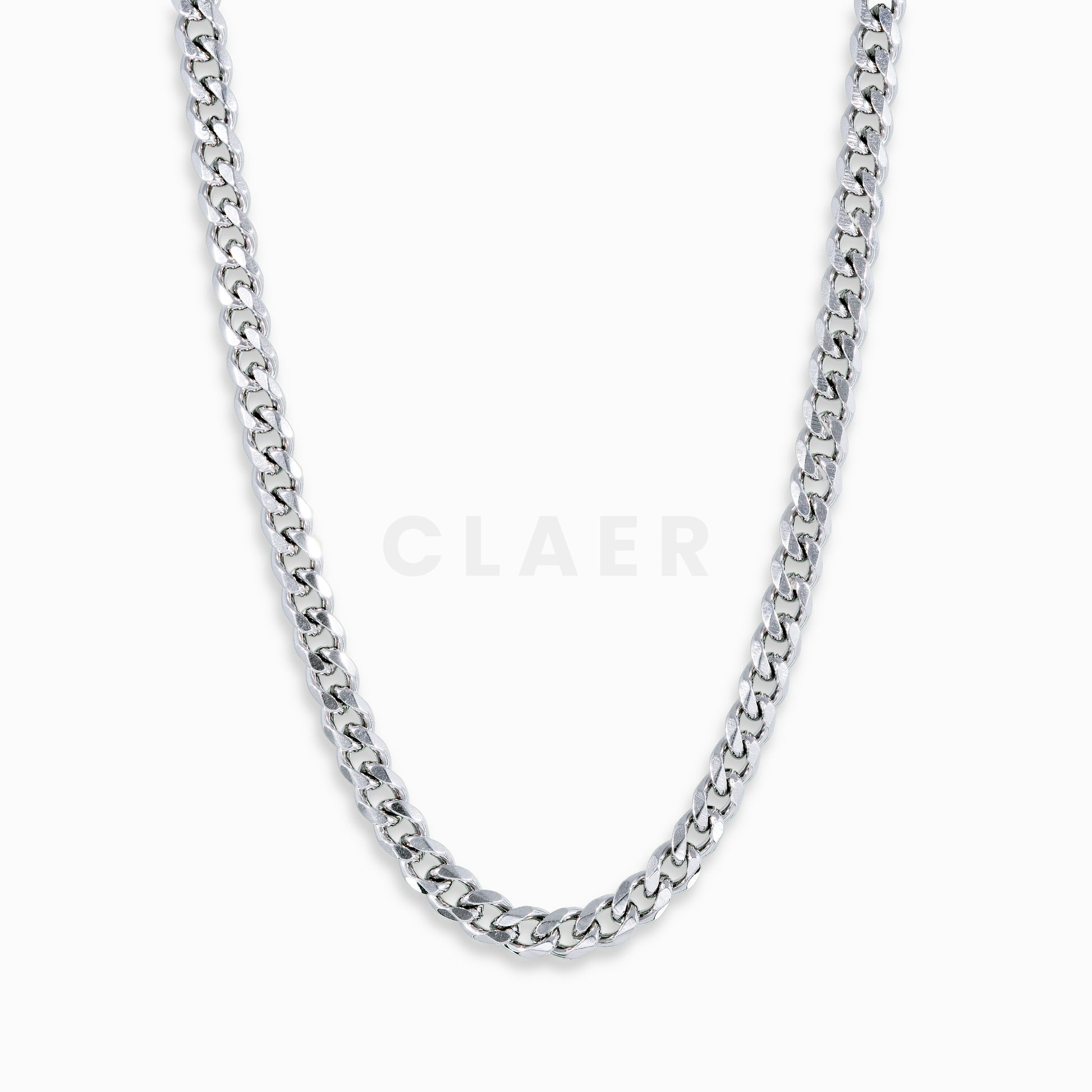 Silberne 5mm Cuban Chain mit klassischen Gliedern.