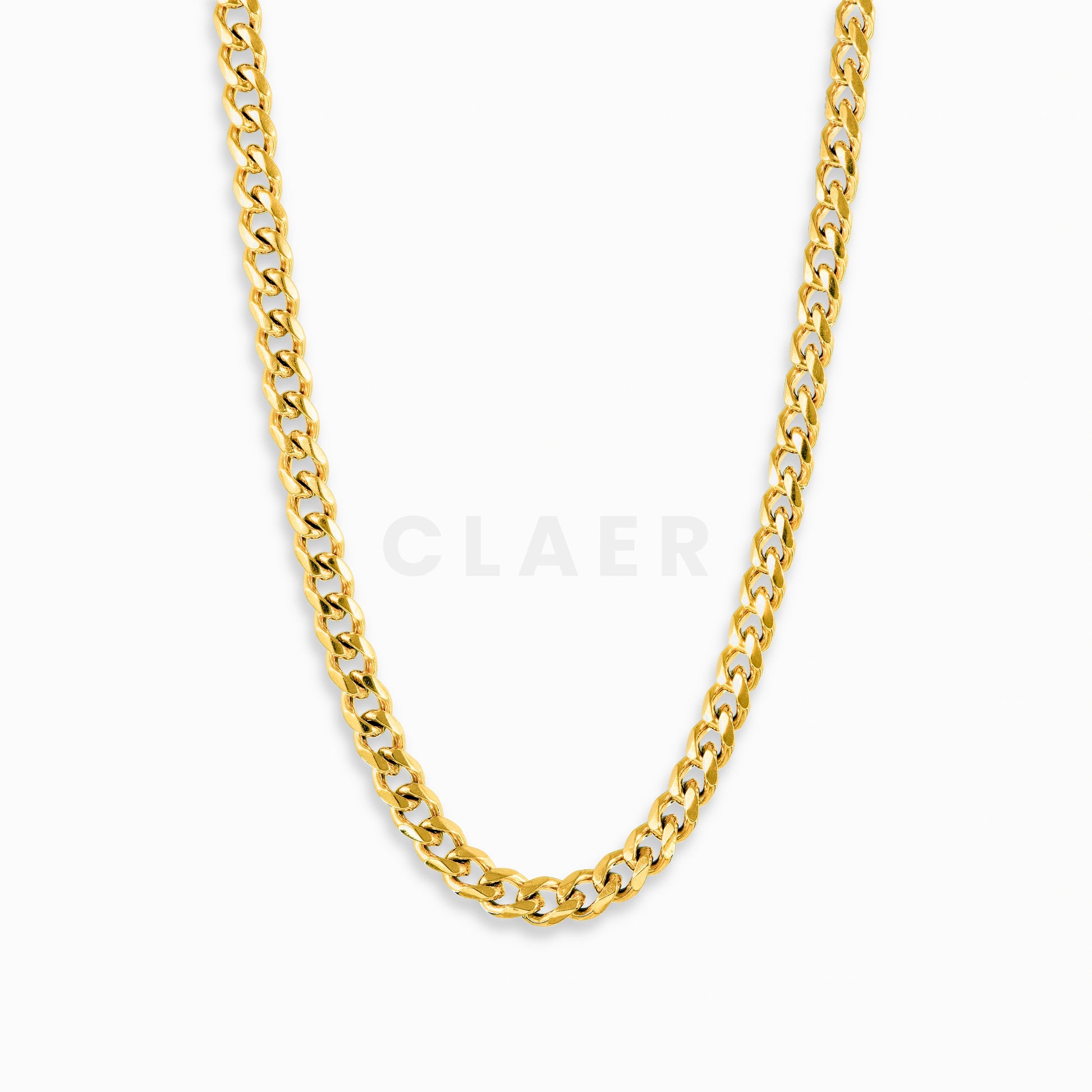 Goldene 5mm Cuban Chain mit kräftigem Gliederdesign.