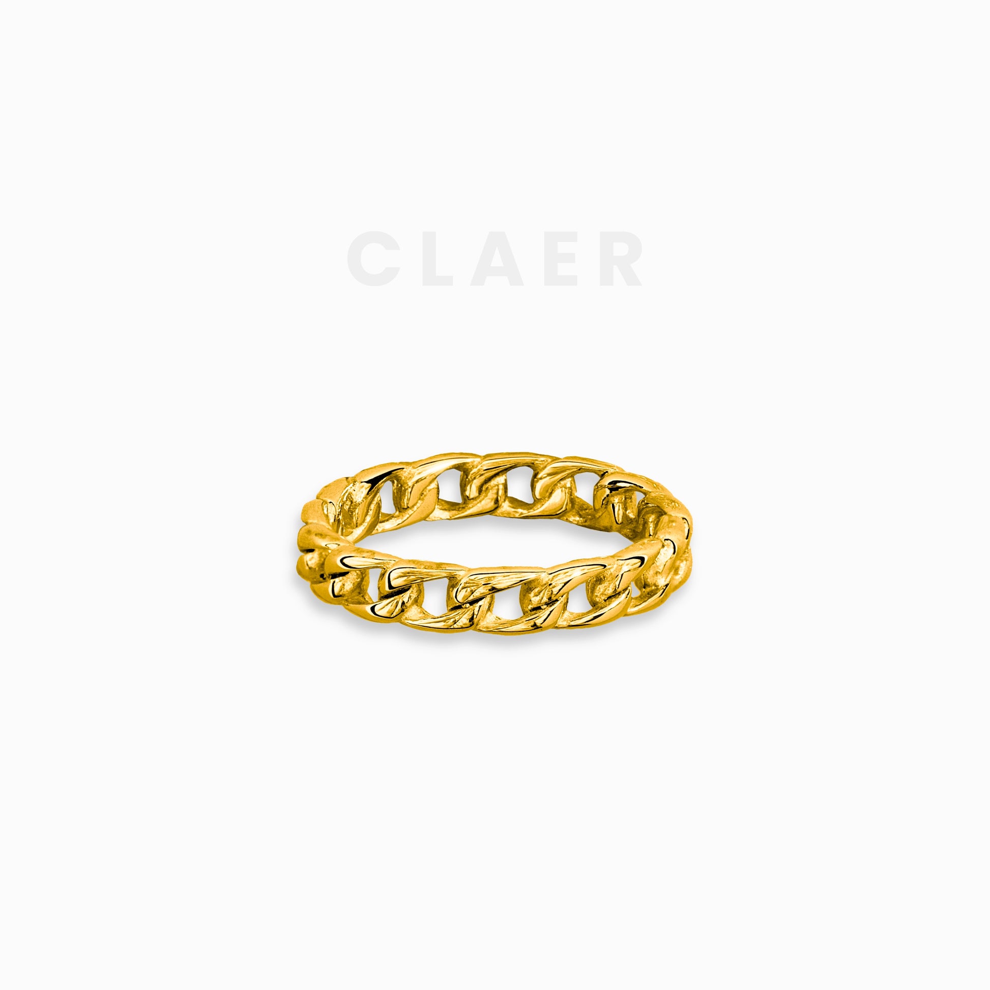Schmaler, goldener Cuban-Ring mit typischem Gliederdesign.