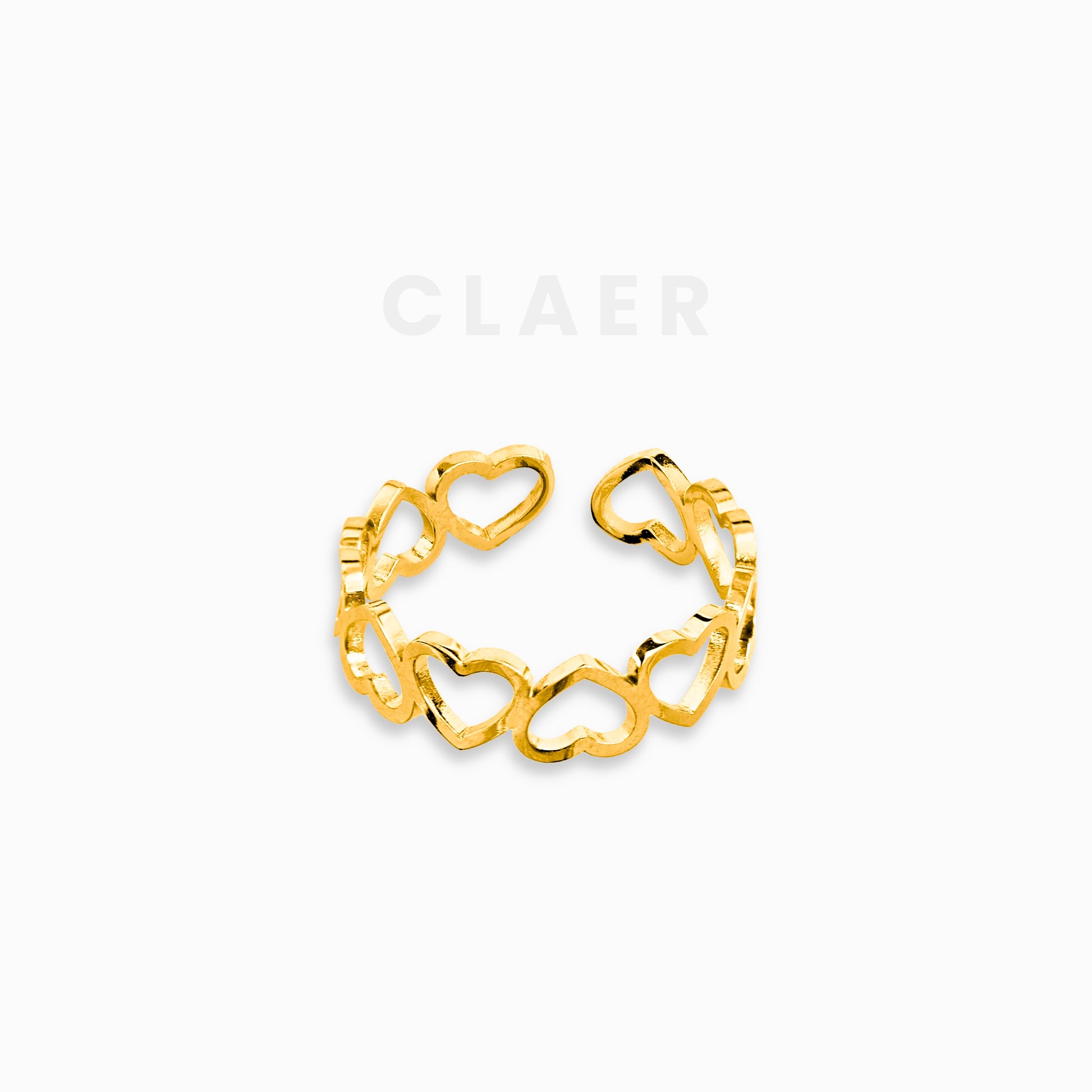 Goldener Ring, bestehend aus aneinandergereihten, kleinen Herzmotiven.