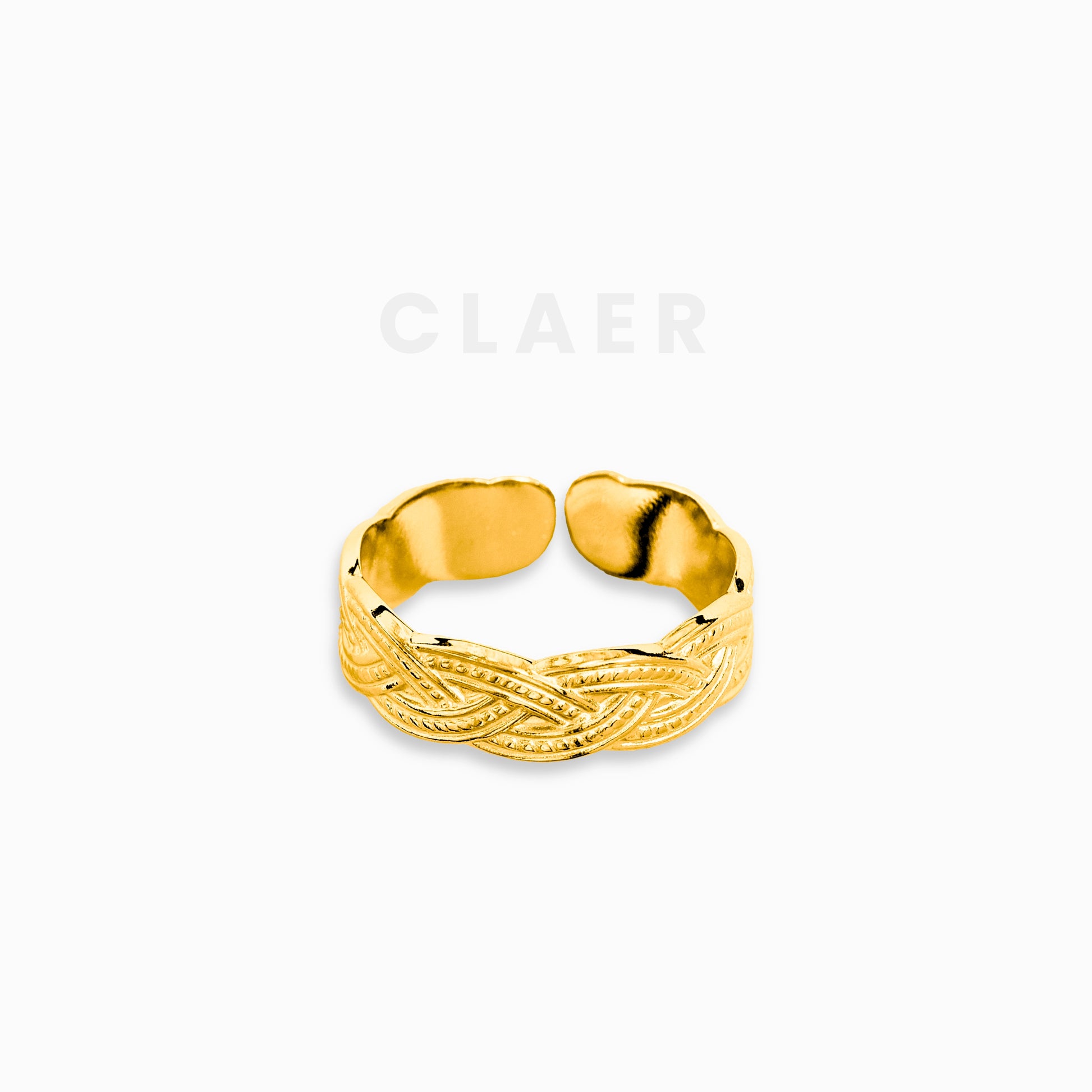 Goldener Ring mit kunstvoll geflochtenem Muster.