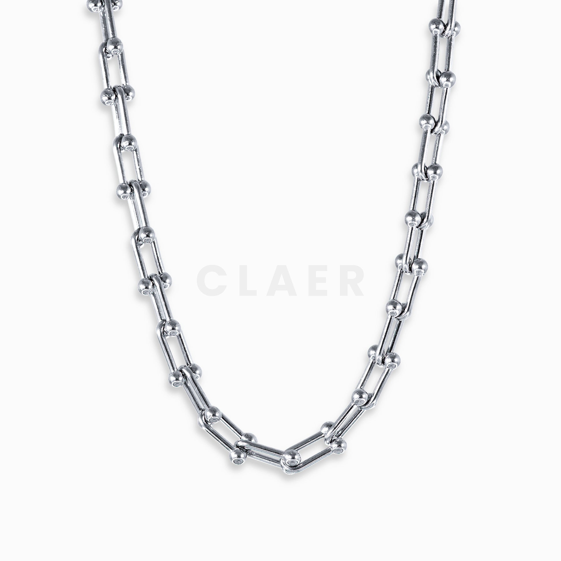 Silberne Horseshoe-Halskette mit Hufeisen ähnlichen Gliedern.