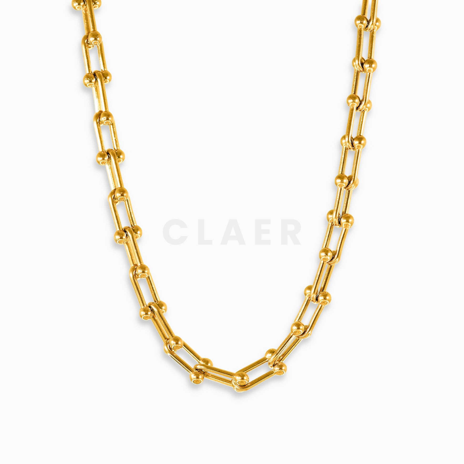 Goldene Horseshoe-Halskette mit Hufeisengliedern-Design.
