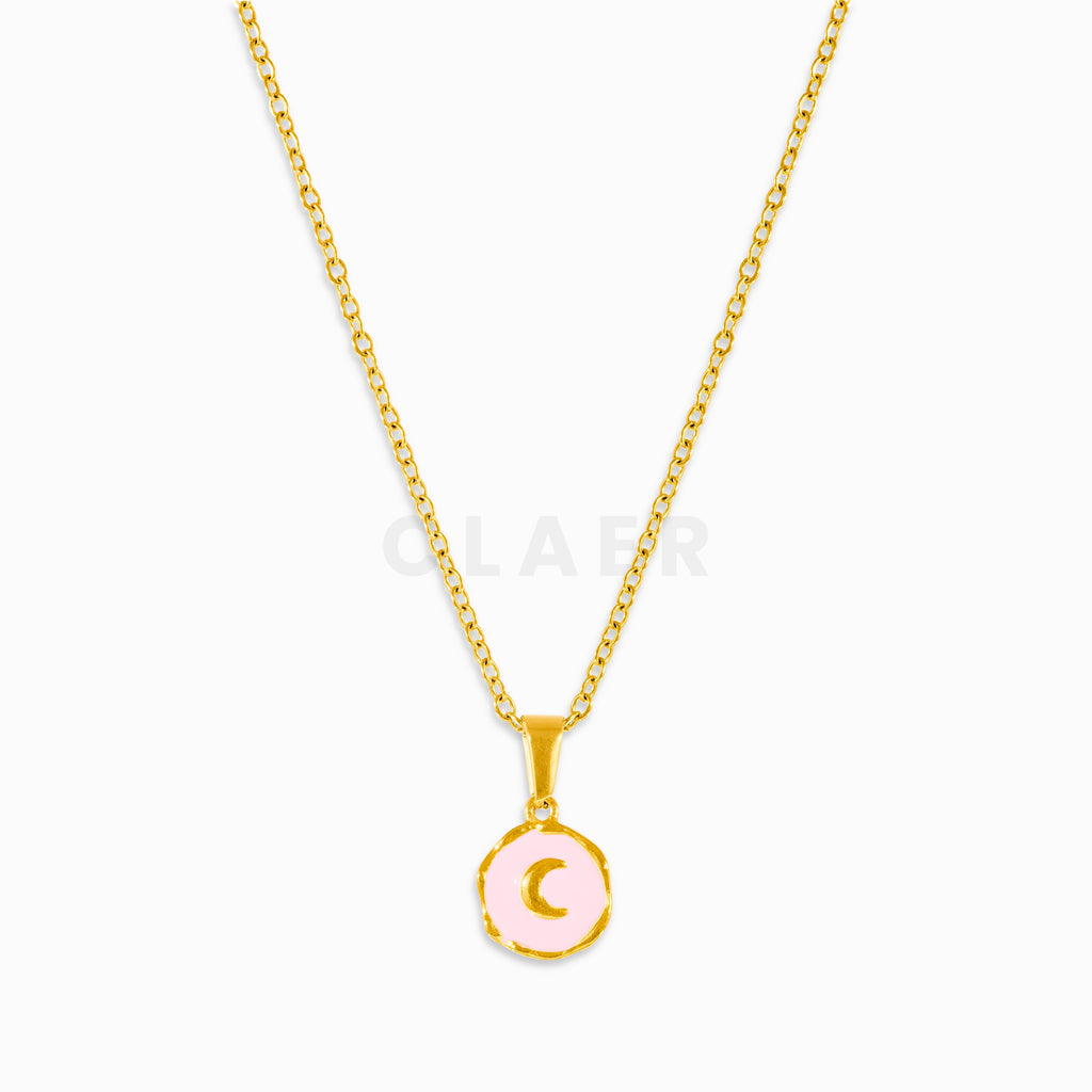 Goldene Gliederkette mit unserem Mond-Charm als Anhänger.