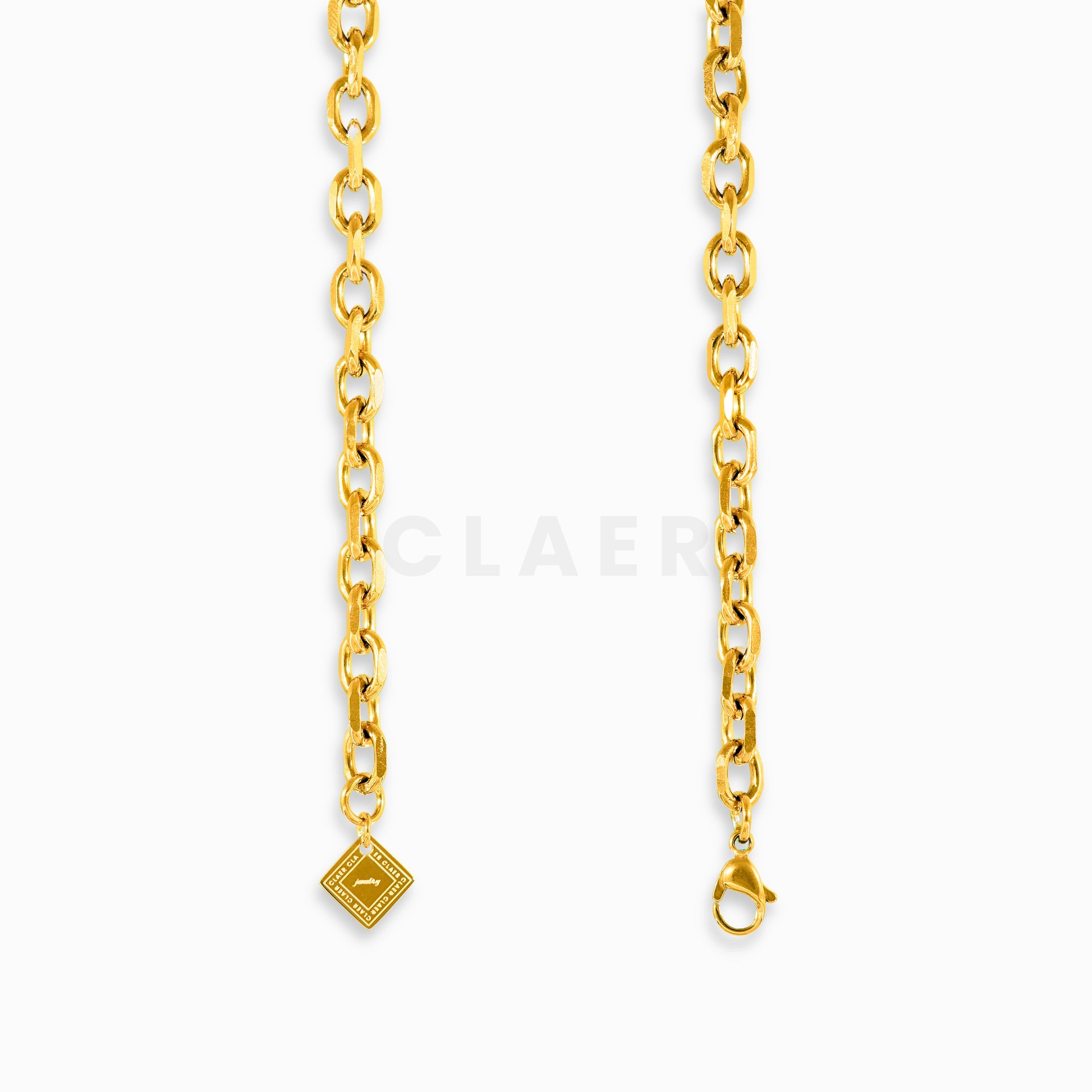 Goldene Refind Link Halskette mit grossen, geschliffenen Gliedern.