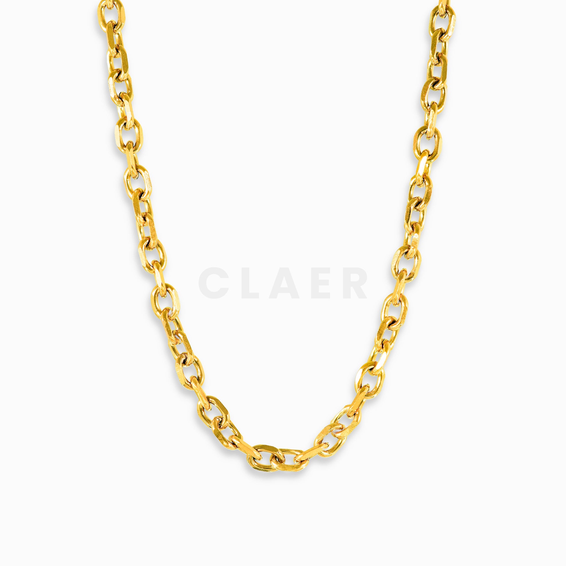 Goldene Refind Link Halskette mit grossen, geschliffenen Gliedern.