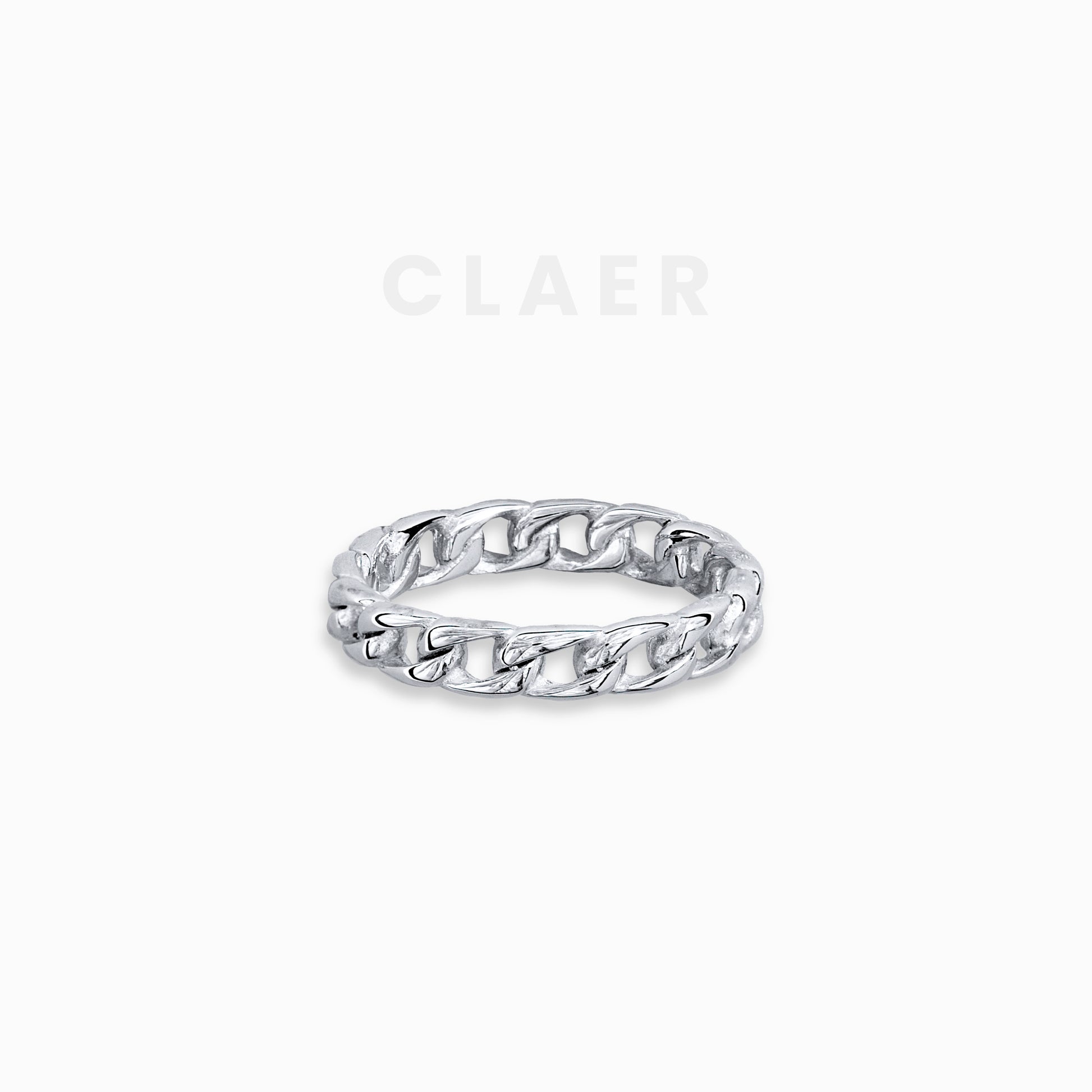 Schmaler, silberner Cuban-Ring mit typischem Gliederdesign