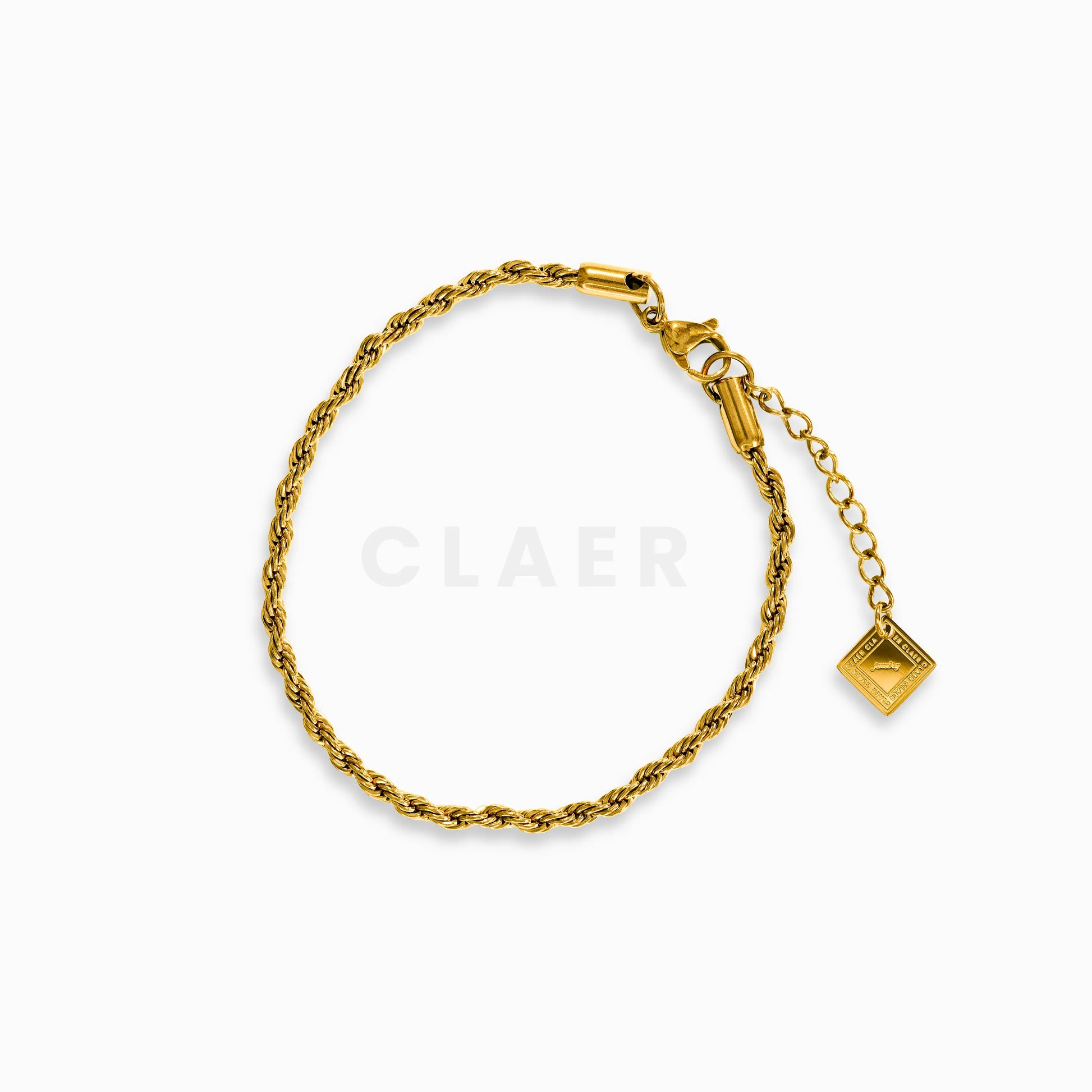 Dünnes goldenes Rope-Armband mit Logo-Tag von CLAER.