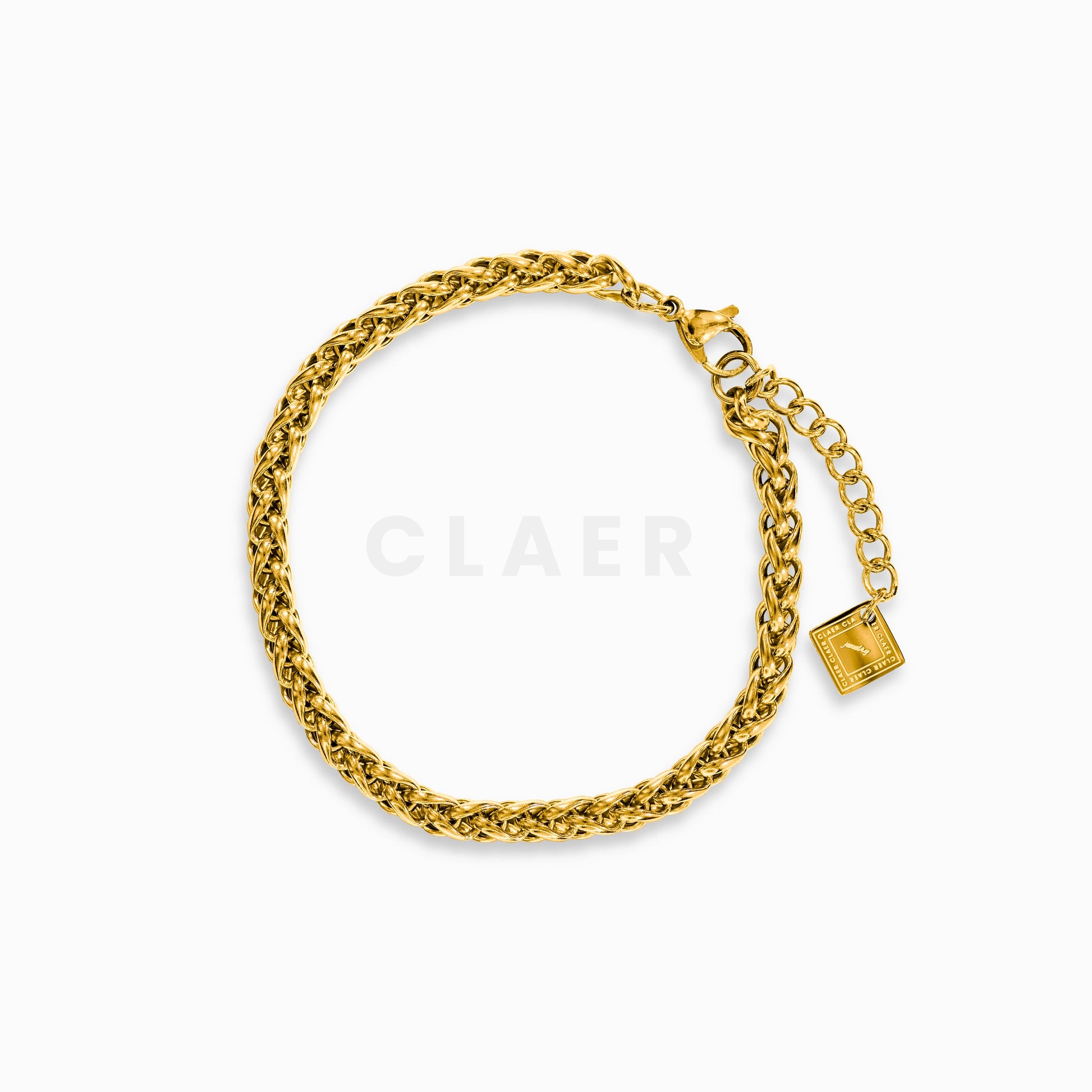 Goldenes Wheat-Armband mit Logo-Tag von CLAER.